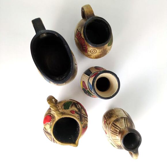 Vtg 5pc Set Native American Indian Southwestern Ceramic Pottery Vase & Pitchers - Picture 6 of 8